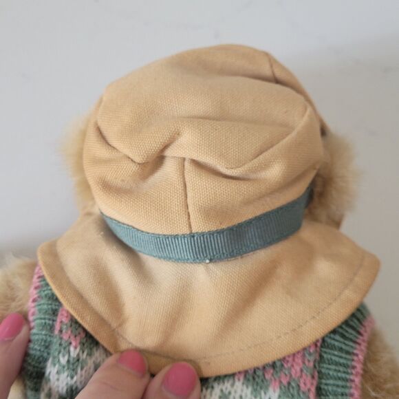 Honeysuckle Hollow 11" Fuzzy Plush Teddy Bear with Sweater & Hat jointed Vintage - Picture 11 of 12